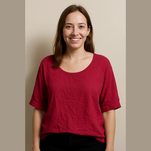 Splendid Fuchsia Hot Pink Magenta Rayon Short Sleeve Flowy Top Blouse Shirt - S